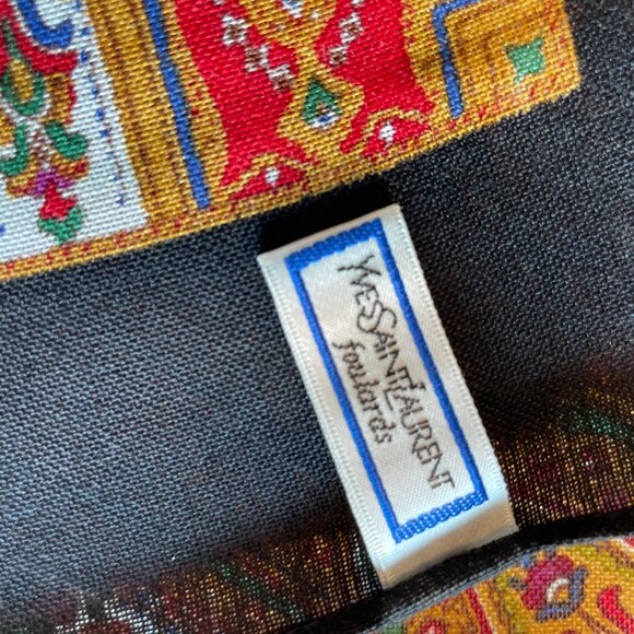 Vintage Yves Saint Laurent Wool & Silk Blanket Scarf Shawl Wrap - Picture 8 of 14